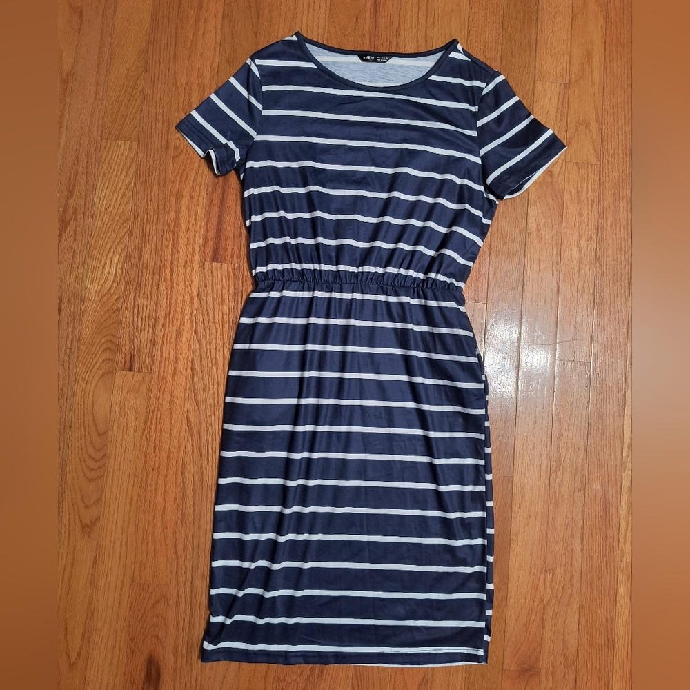3/$10⭐ Shein Casual Striped Dress With Pockets, Women's Small, Navy/White
